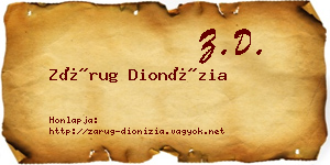 Zárug Dionízia névjegykártya